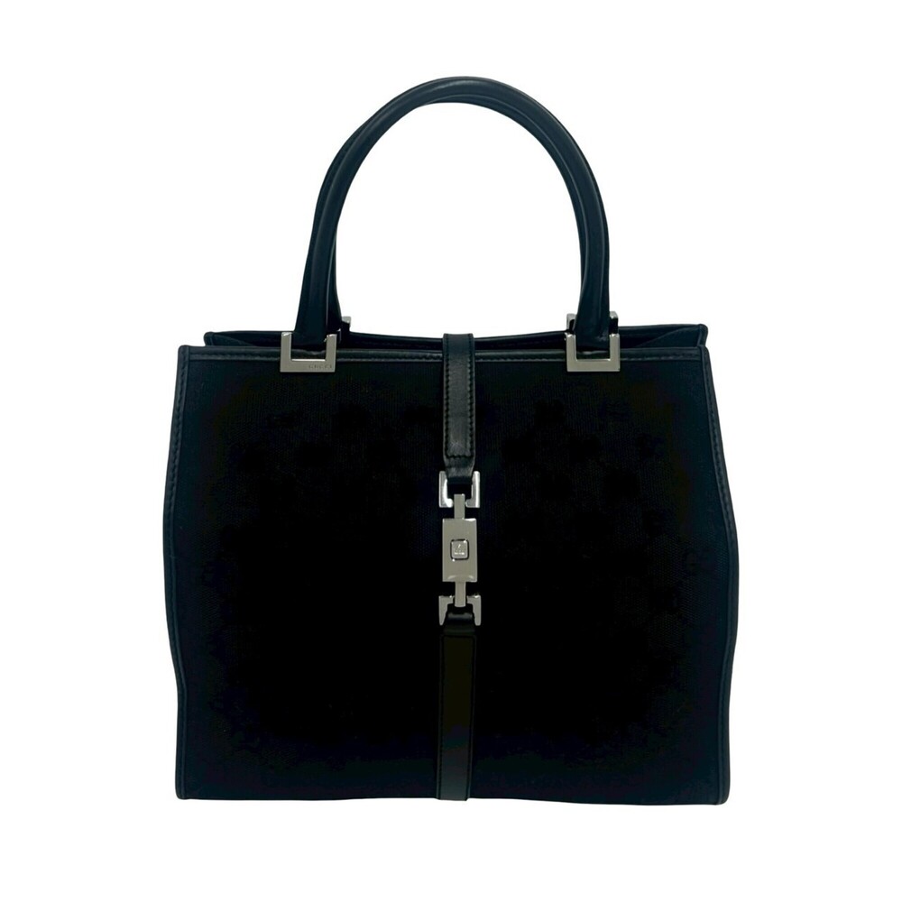 GUCCI Jackie Logo Hardware GG Pattern Canvas Leather Genuine Handbag Mini Tot...